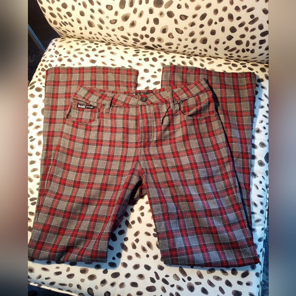 L.E.I aka Life Energy Intelligence Retro Women's Plaid Flares.Size 9